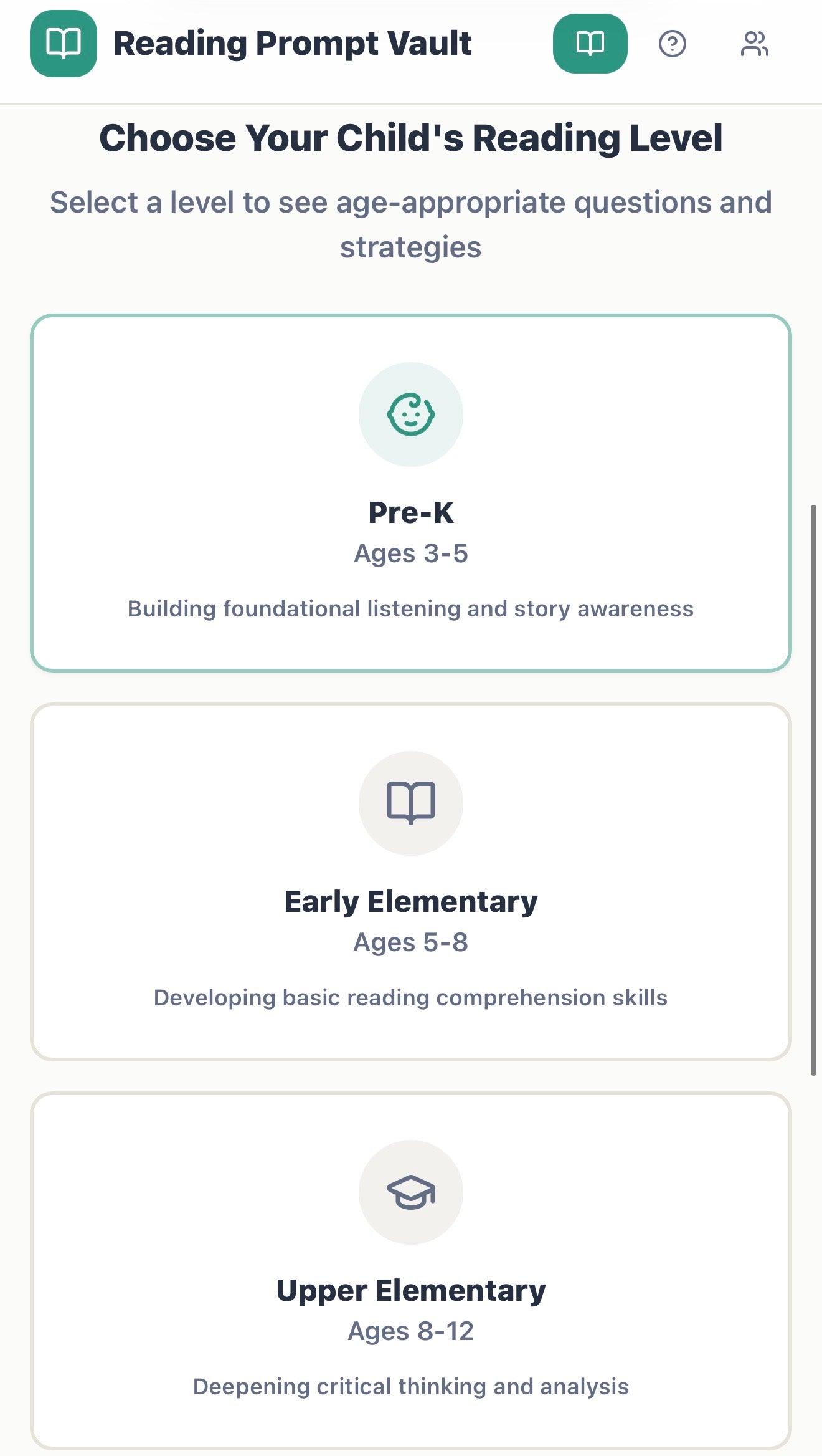 Reading Prompts Vault for Parents