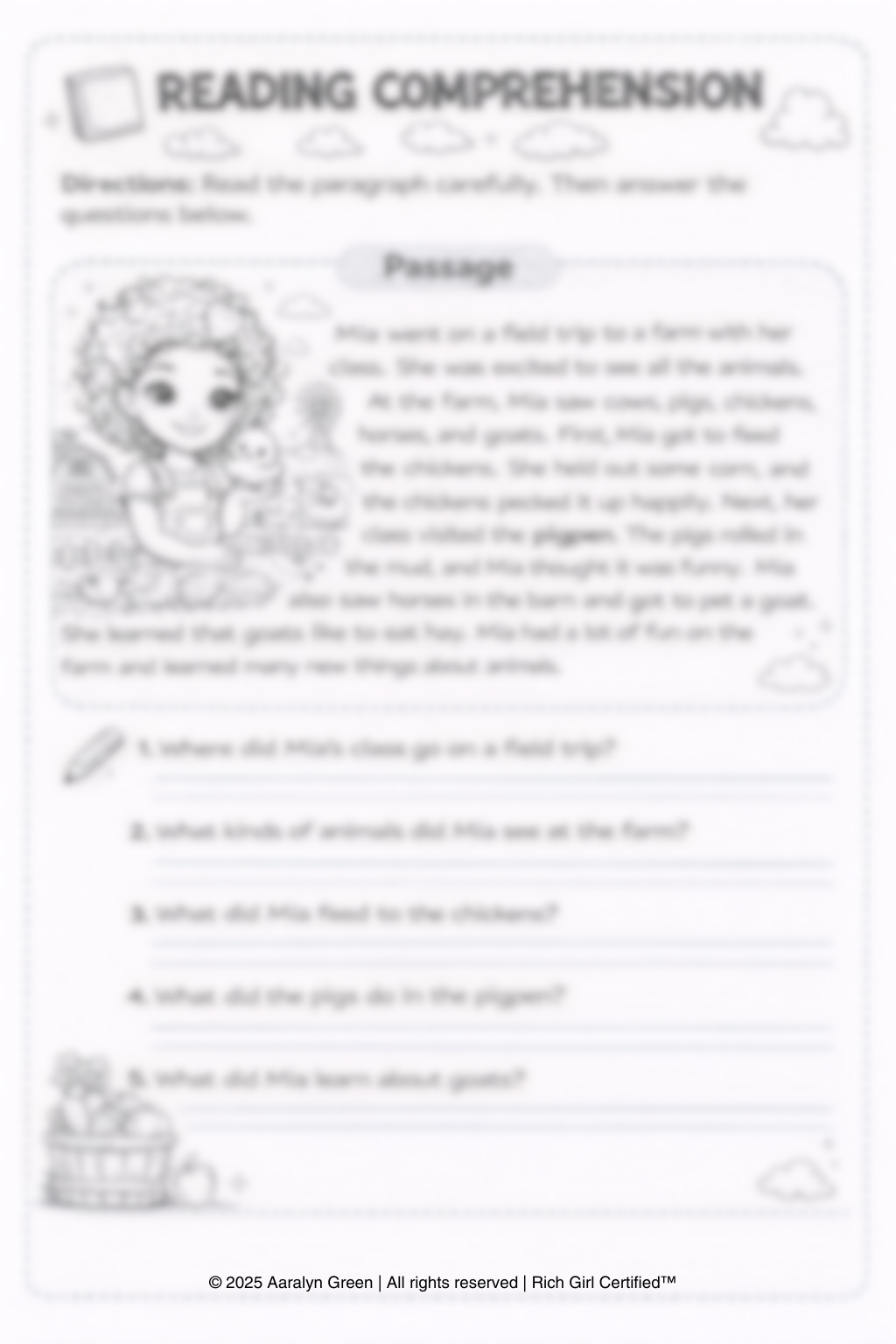 Free Reading Comprension Worksheets