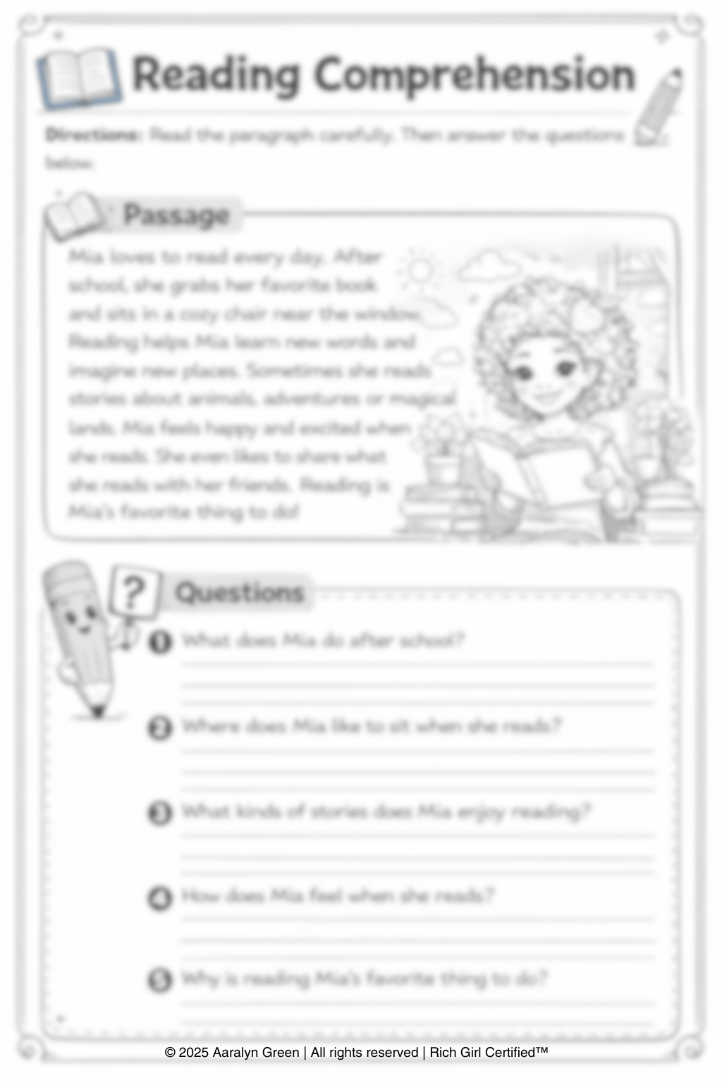 Free Reading Comprension Worksheets